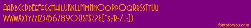 フォントAvenidaLetPlain.1.0 – 紫色の背景にオレンジのフォント