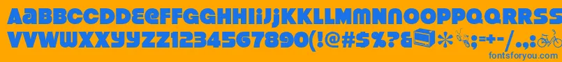 Strenuous Font – Blue Fonts on Orange Background