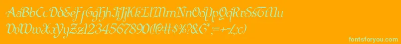 Quillswordlightital Font – Green Fonts on Orange Background