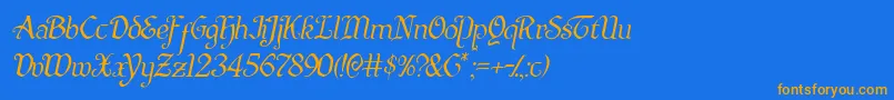 Quillswordlightital Font – Orange Fonts on Blue Background