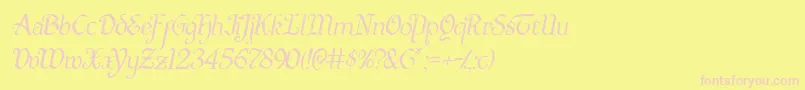 Quillswordlightital Font – Pink Fonts on Yellow Background