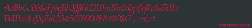 Quillswordlightital Font – Red Fonts on Black Background