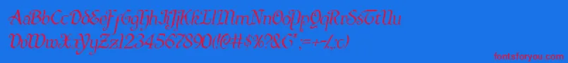 Quillswordlightital Font – Red Fonts on Blue Background