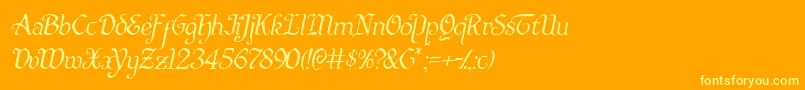 Quillswordlightital-Schriftart – Gelbe Schriften auf orangefarbenem Hintergrund