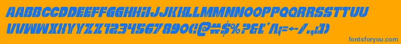 Czcionka Freedomfightercondital – niebieskie czcionki na pomarańczowym tle