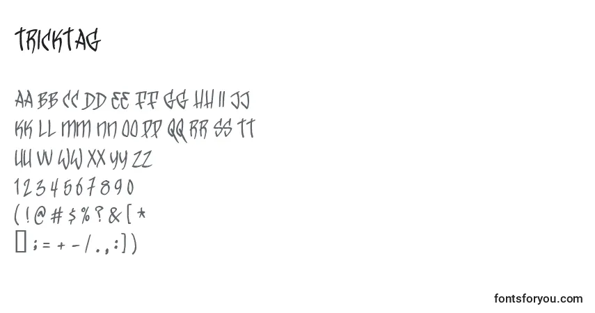 Czcionka Tricktag – alfabet, cyfry, specjalne znaki