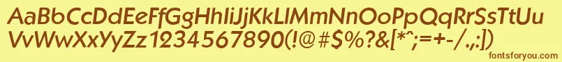 Fonte KoblenzserialMediumItalic – fontes marrons em um fundo amarelo