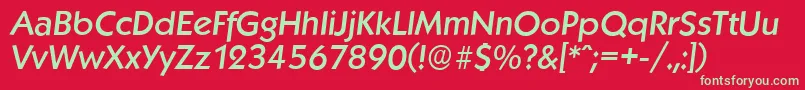 フォントKoblenzserialMediumItalic – 赤い背景に緑の文字