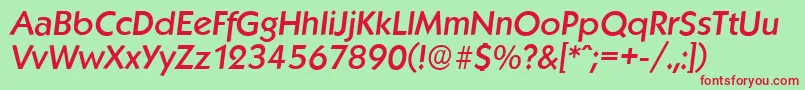 KoblenzserialMediumItalic Font – Red Fonts on Green Background