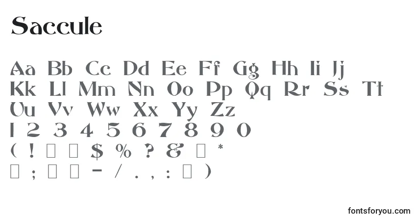 Saccule-fontti – aakkoset, numerot, erikoismerkit
