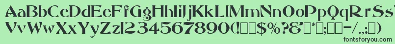 Saccule-Schriftart – Schwarze Schriften auf grünem Hintergrund