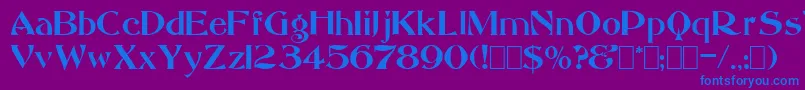 Saccule-Schriftart – Blaue Schriften auf violettem Hintergrund