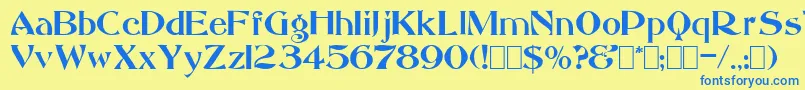 Czcionka Saccule – niebieskie czcionki na żółtym tle