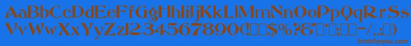 Saccule-Schriftart – Braune Schriften auf blauem Hintergrund