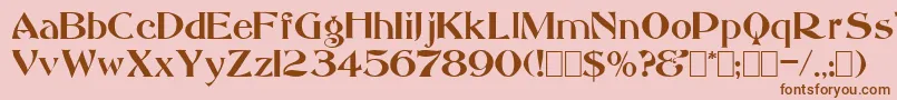 Saccule-Schriftart – Braune Schriften auf rosa Hintergrund