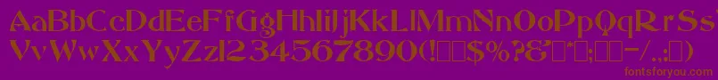 Saccule-Schriftart – Braune Schriften auf violettem Hintergrund