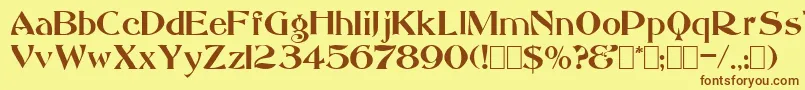 Saccule-Schriftart – Braune Schriften auf gelbem Hintergrund