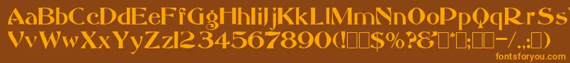Czcionka Saccule – pomarańczowe czcionki na brązowym tle