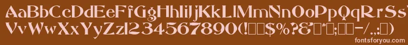 Saccule-fontti – vaaleanpunaiset fontit ruskealla taustalla