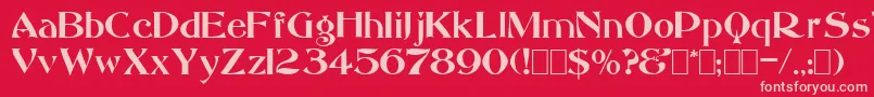 Saccule-Schriftart – Rosa Schriften auf rotem Hintergrund