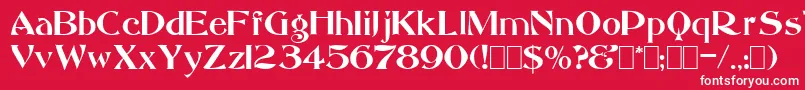 Saccule-Schriftart – Weiße Schriften auf rotem Hintergrund