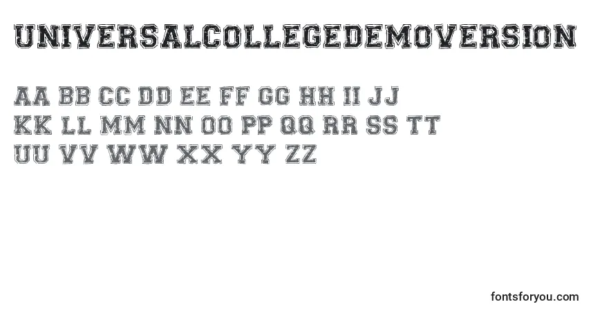 UniversalCollegeDemoVersion Font – alphabet, numbers, special characters