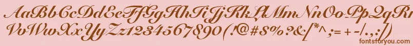 Fonte SnellRoundhandBlackScript – fontes marrons em um fundo rosa