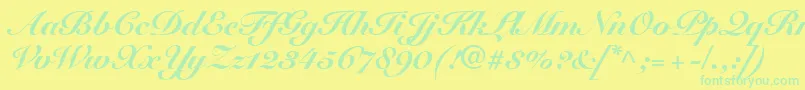 SnellRoundhandBlackScript Font – Green Fonts on Yellow Background