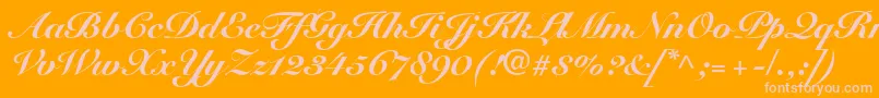 SnellRoundhandBlackScript-Schriftart – Rosa Schriften auf orangefarbenem Hintergrund