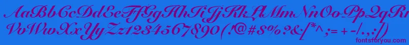 SnellRoundhandBlackScript Font – Purple Fonts on Blue Background