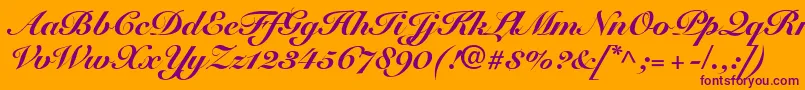 SnellRoundhandBlackScript Font – Purple Fonts on Orange Background