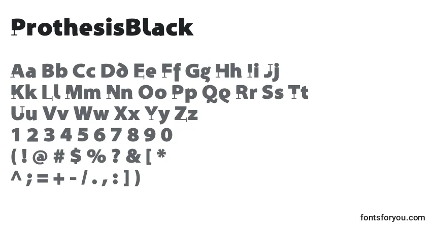 A fonte ProthesisBlack – alfabeto, números, caracteres especiais