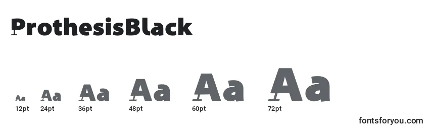 Размеры шрифта ProthesisBlack