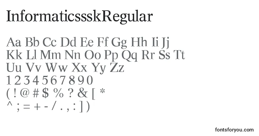 Czcionka InformaticssskRegular – alfabet, cyfry, specjalne znaki