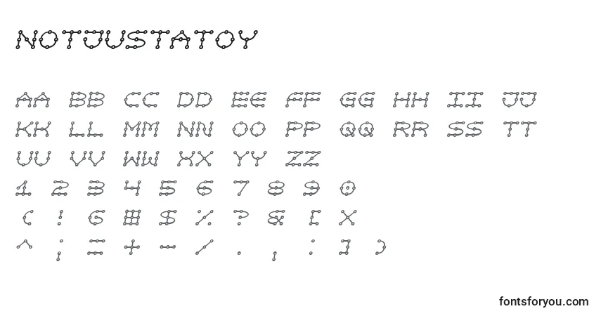 A fonte Notjustatoy – alfabeto, números, caracteres especiais