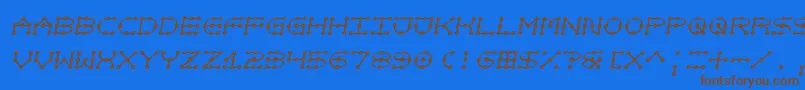 フォントNotjustatoy – 茶色の文字が青い背景にあります。