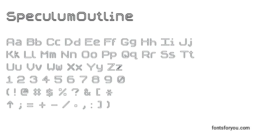 SpeculumOutline-fontti – aakkoset, numerot, erikoismerkit