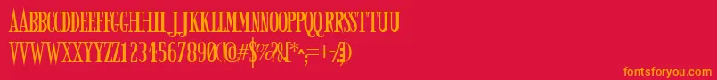 フォントArmyd – 赤い背景にオレンジの文字