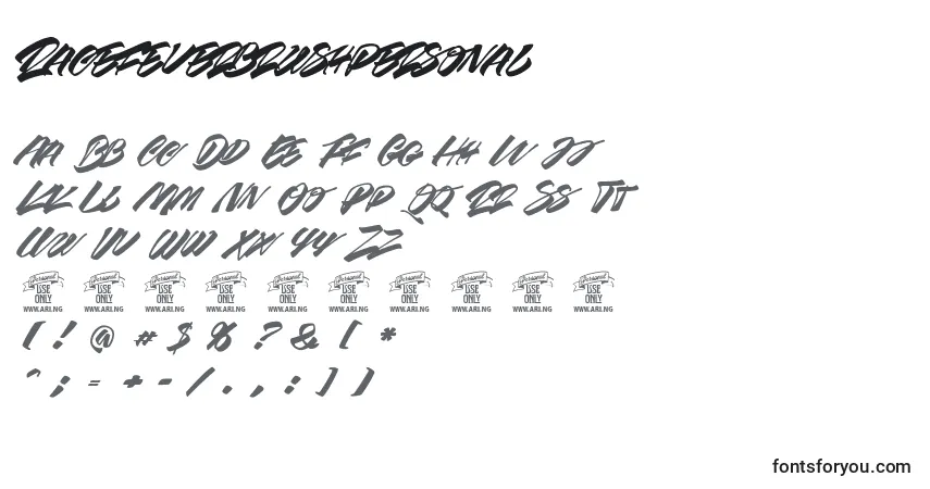 A fonte Racefeverbrushpersonal – alfabeto, números, caracteres especiais