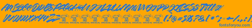 Racefeverbrushpersonal-fontti – siniset fontit oranssilla taustalla