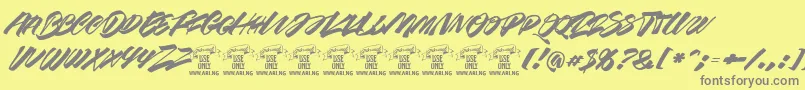 Racefeverbrushpersonal-Schriftart – Graue Schriften auf gelbem Hintergrund