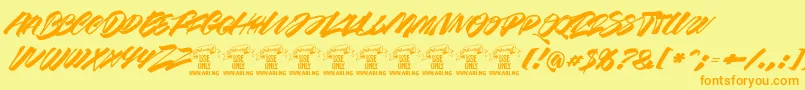 Racefeverbrushpersonal Font – Orange Fonts on Yellow Background