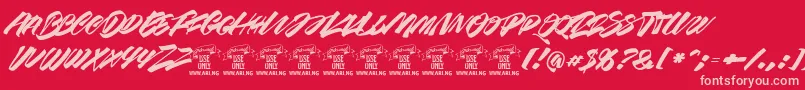Fonte Racefeverbrushpersonal – fontes rosa em um fundo vermelho