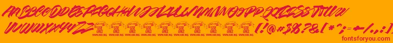 Шрифт Racefeverbrushpersonal – красные шрифты на оранжевом фоне