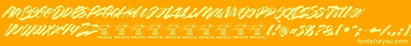 Racefeverbrushpersonal Font – Yellow Fonts on Orange Background