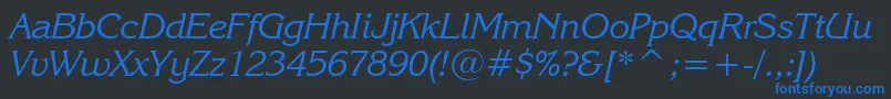 KorinnaKursivRegularBt-Schriftart – Blaue Schriften auf schwarzem Hintergrund