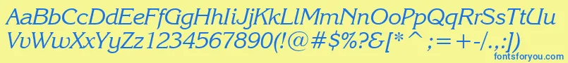 KorinnaKursivRegularBt Font – Blue Fonts on Yellow Background