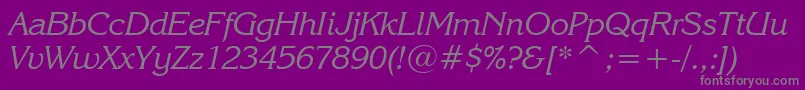 Weitere Informationen zur KorinnaKursivRegularBt-Schriftart KorinnaKursivRegularBt-Schriftart – Graue Schriften auf violettem Hintergrund
