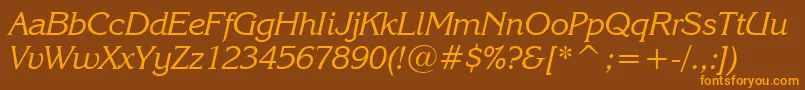 KorinnaKursivRegularBt Font – Orange Fonts on Brown Background