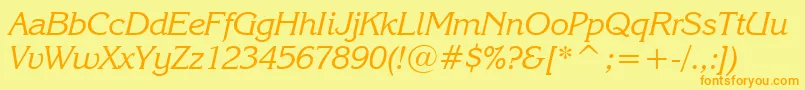 KorinnaKursivRegularBt Font – Orange Fonts on Yellow Background